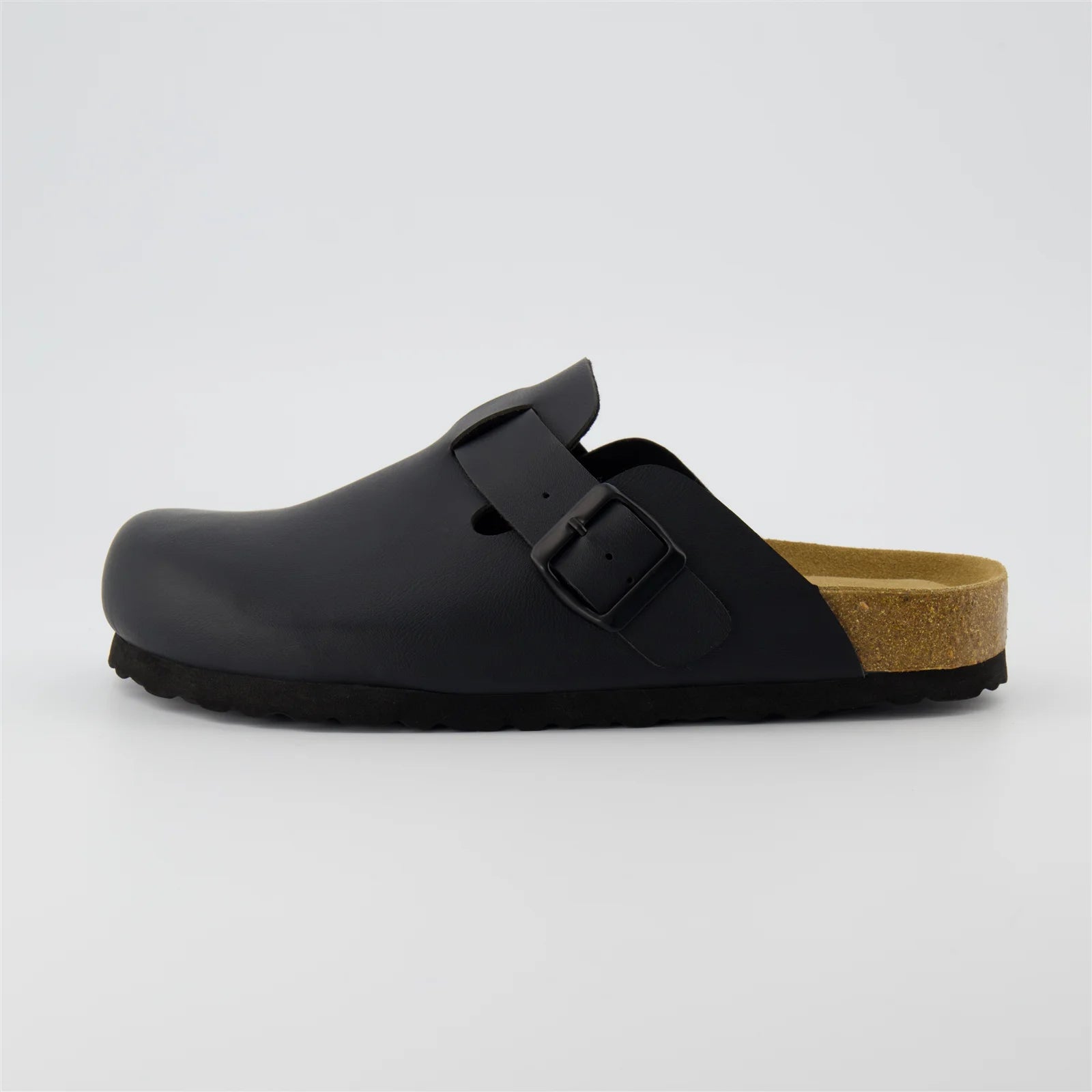 Hana Slip-On Buckle Clog with Cork Footbed +Memory Foam