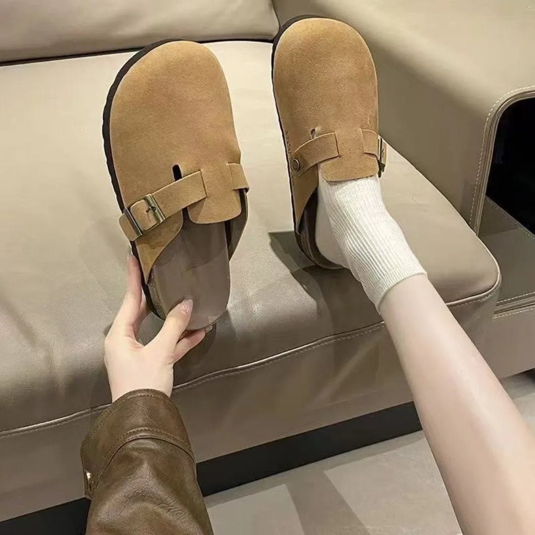 Crestar Fashion Clogs Slippers for Women Classic Suede Men Mules Cork Footbed Leather Potato Shoes with Arch Support Beach Slide