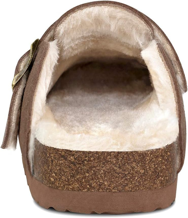 Women'S Black Cow Suede Leather Clogs, Plush Lined, Size 8-9, Winter Warm Shoes