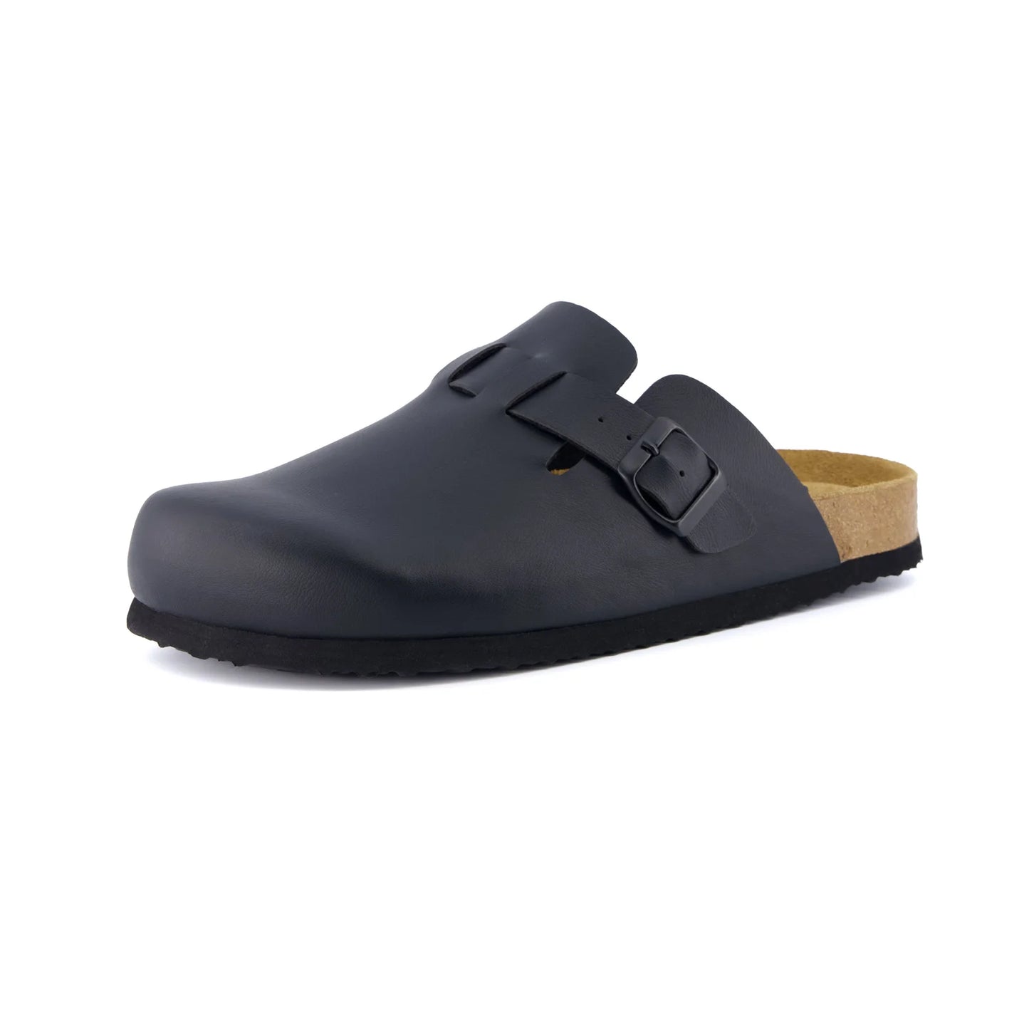 Hana Slip-On Buckle Clog with Cork Footbed +Memory Foam