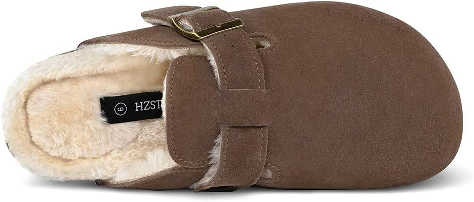 Women'S Black Cow Suede Leather Clogs, Plush Lined, Size 8-9, Winter Warm Shoes