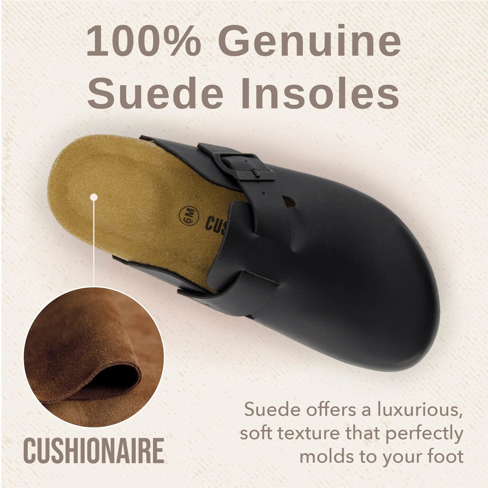 Hana Slip-On Buckle Clog with Cork Footbed +Memory Foam