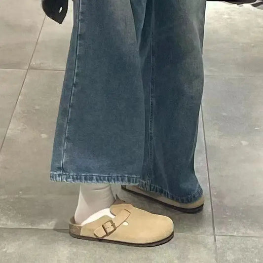 Crestar Fashion Clogs Slippers for Women Classic Suede Men Mules Cork Footbed Leather Potato Shoes with Arch Support Beach Slide